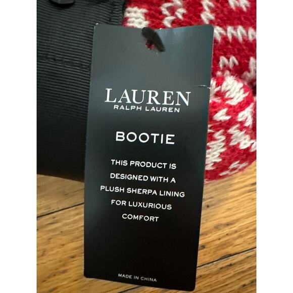 NEW Ralph Lauren Womens One Size Bootie Slipper Socks Sherpa Lined Snowflake - Picture 3 of 3